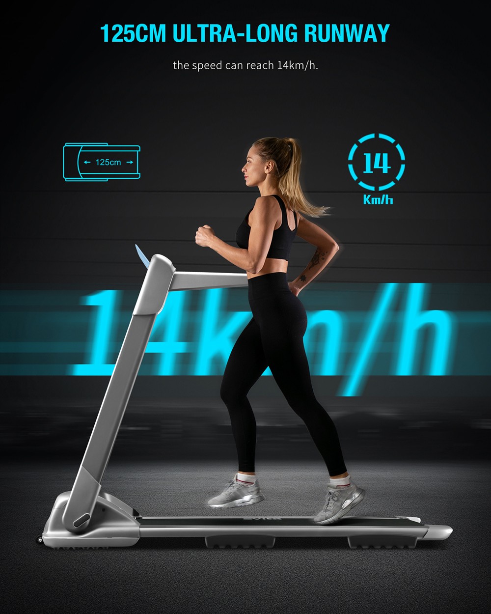 XQIAO OVICX Q2S Plus Smart Folding Walking Running Machine Ultra-Thin Treadmill Gym Equipment With Smart Deceleration, APP KINOMAP & ZWIFT Video/Coach, LED Display From Xiaomi Youpin - EU Version