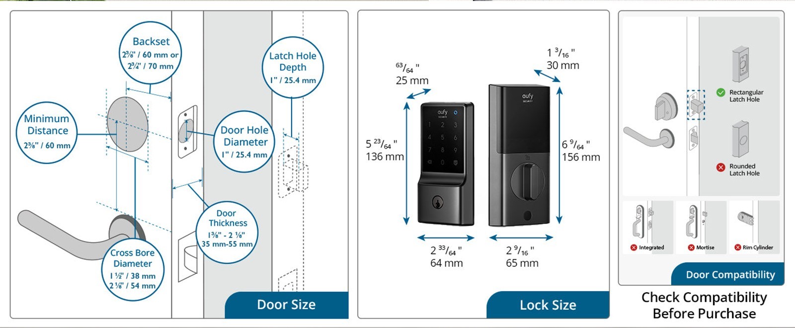 eufy C210 Smart Lock, Keypad/Key Unlock, Anti-Peep Passcode, App/Voice Control