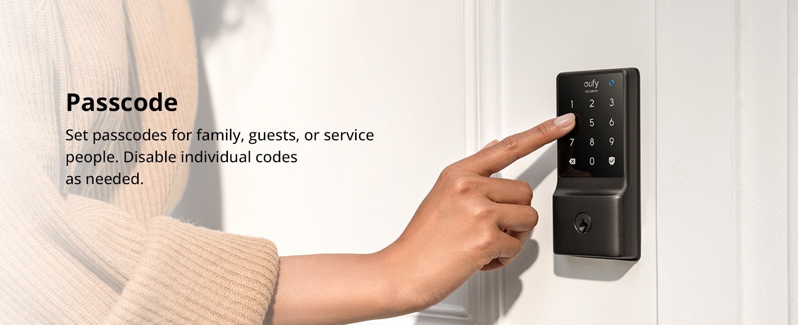 eufy C210 Smart Lock, Keypad/Key Unlock, Anti-Peep Passcode, App/Voice Control