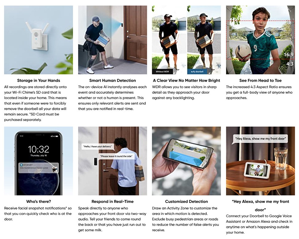 eufy C210 Video Doorbell Kit, 1080P Resolution, Human Detection, 2-Way Audio, 120-day Battery, Free Wireless Chime