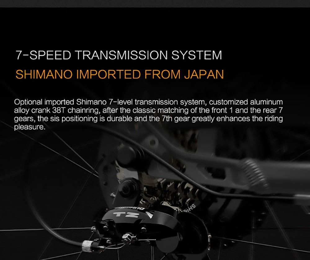 LANKELEISI ES500PRO Electric Bike 500W Motor 48V 14.5Ah Battery 24'' Tire 32km/h Max Speed Shimano 7 Speed Gear - Grey