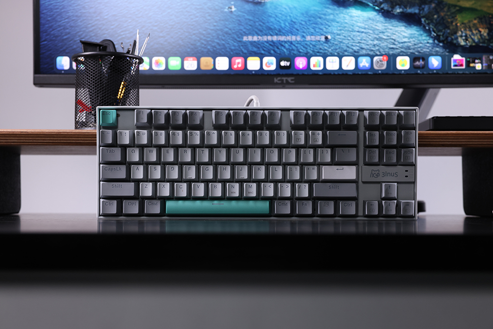 3inuS 87-Key 5-in-1 Mechanical Keyboard Hub Dual USB-C Cable Hot-Swappable - Red Switches