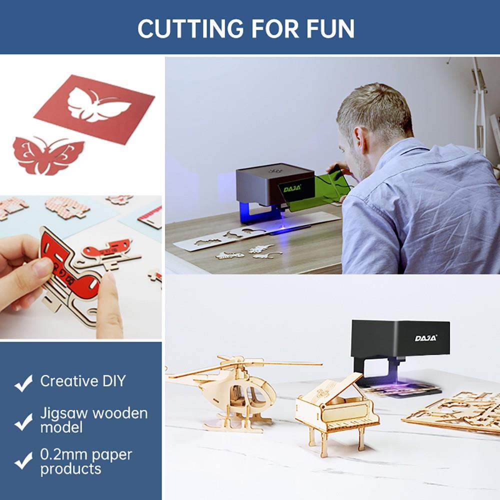 DAJA DJ6 3W Mini Laser Engraver with Heightened Columns Goggles, APP Control, 80mm*80mm - EU Plug