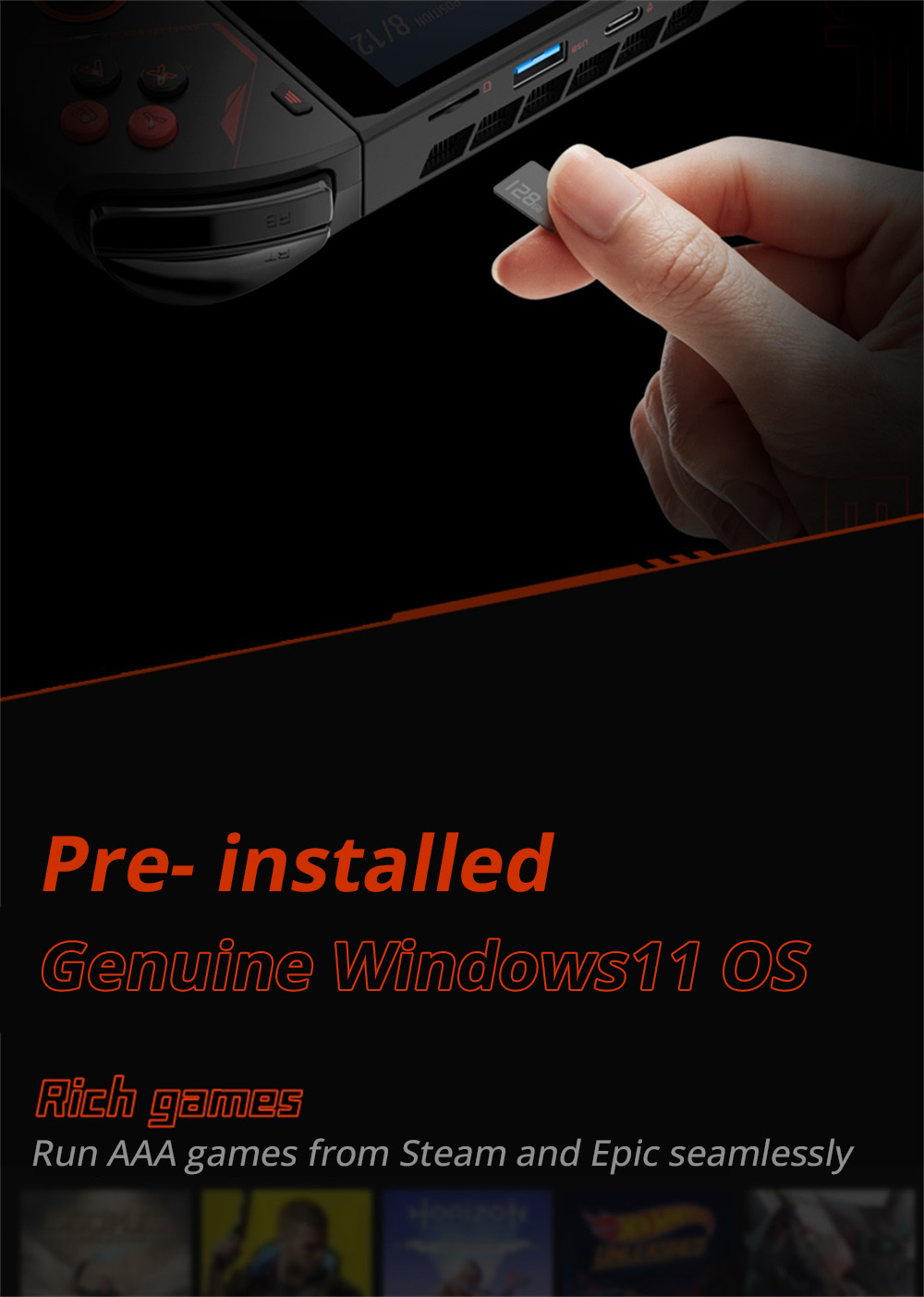 One Netbook OneXPlayer 2 Pro 5 in 1 Handheld Gaming PC 8.4'' 2K IPS Screen AMD Ryzen 7 7840U 32GB LPDDR5 RAM 2TB M.2 Windows 11 US - Black