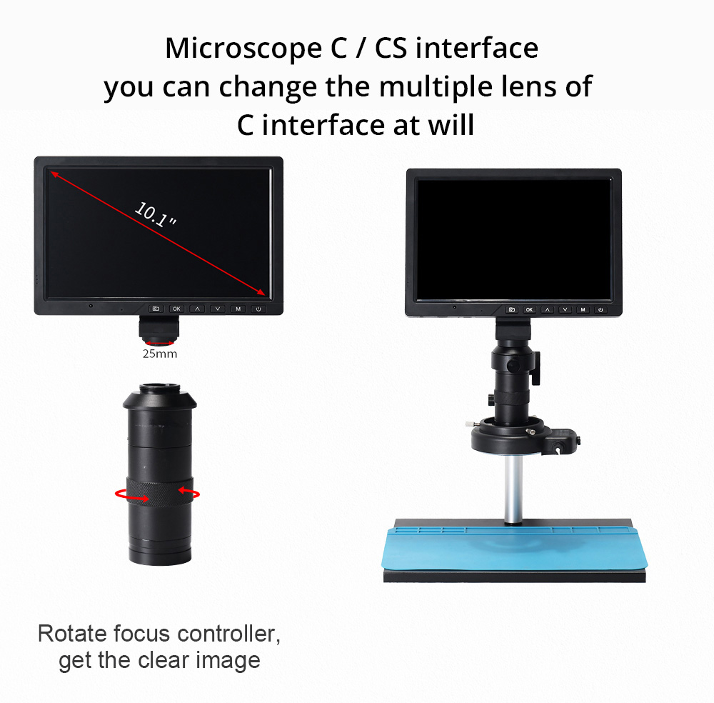 HAYEAR  HY-1090-11A 10.1inch LCD HD Electronic Microscope with 150X C-Mount Lens, 16 megapixel - EU