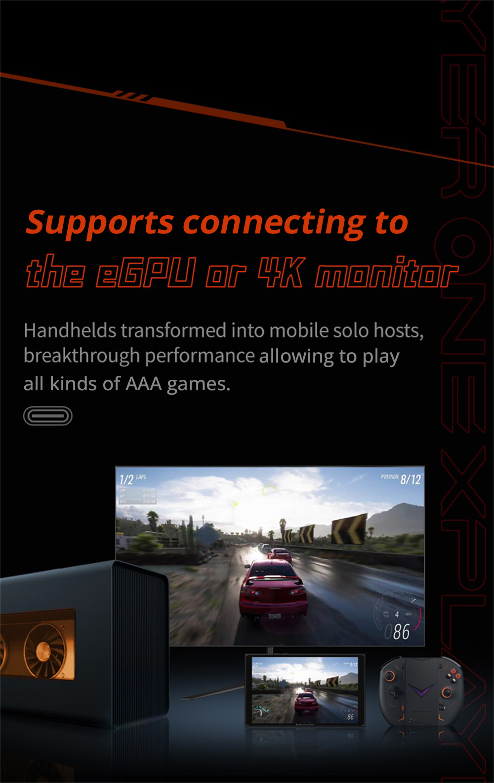 One Netbook OneXPlayer 2 Pro 5 in 1 Handheld Gaming PC 8.4'' 2K IPS Screen AMD Ryzen 7 7840U 32GB LPDDR5 1TB RAM M.2 Windows 11 US - Black
