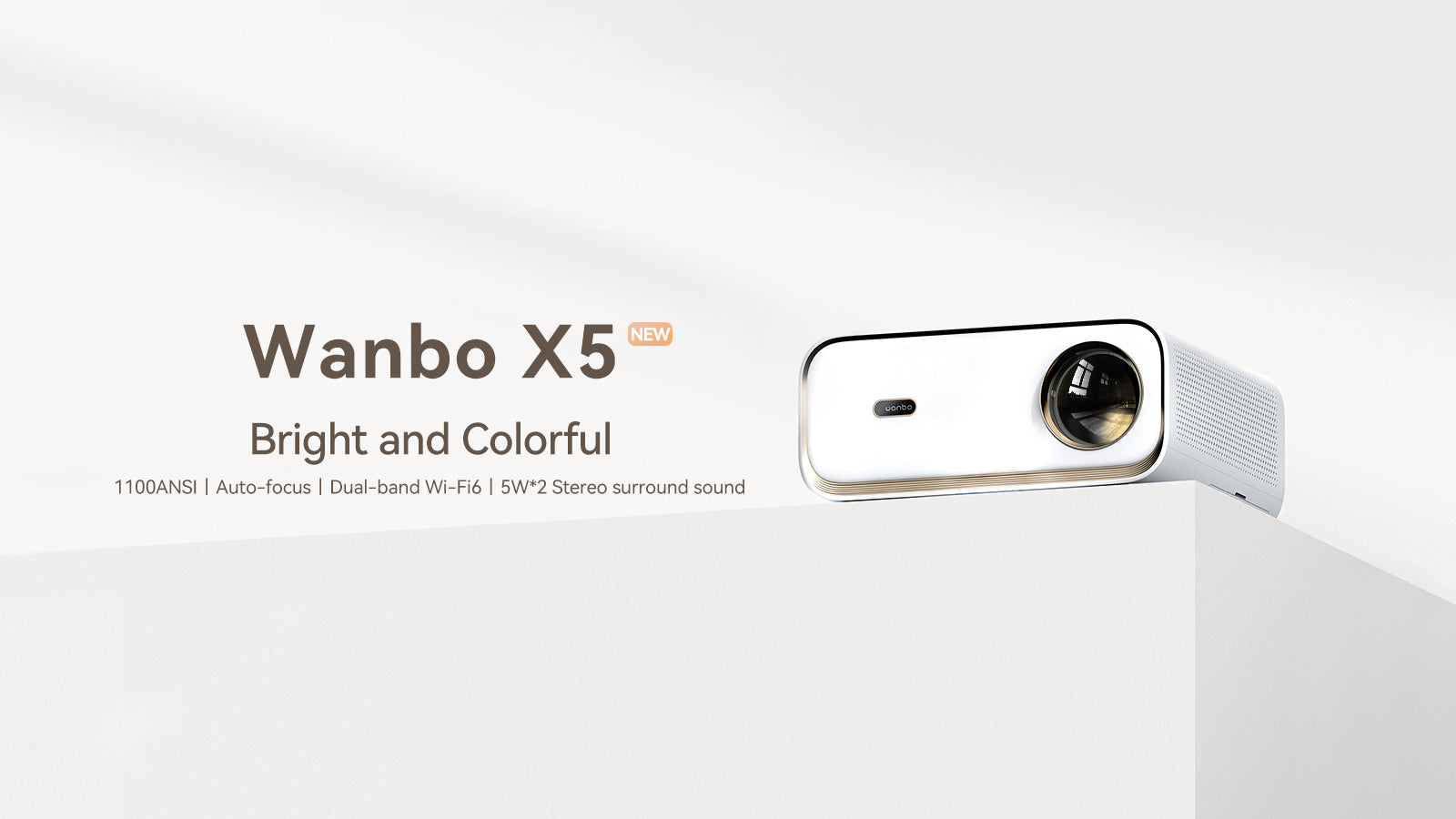Projektor Wanbo X5, 1100 ANSI lúmenov, natívne1080P, automatická korekcia lichobežníkového skreslenia, dvojpásmová WiFi 6, 1GB/16GB, Bluetooth 5.0