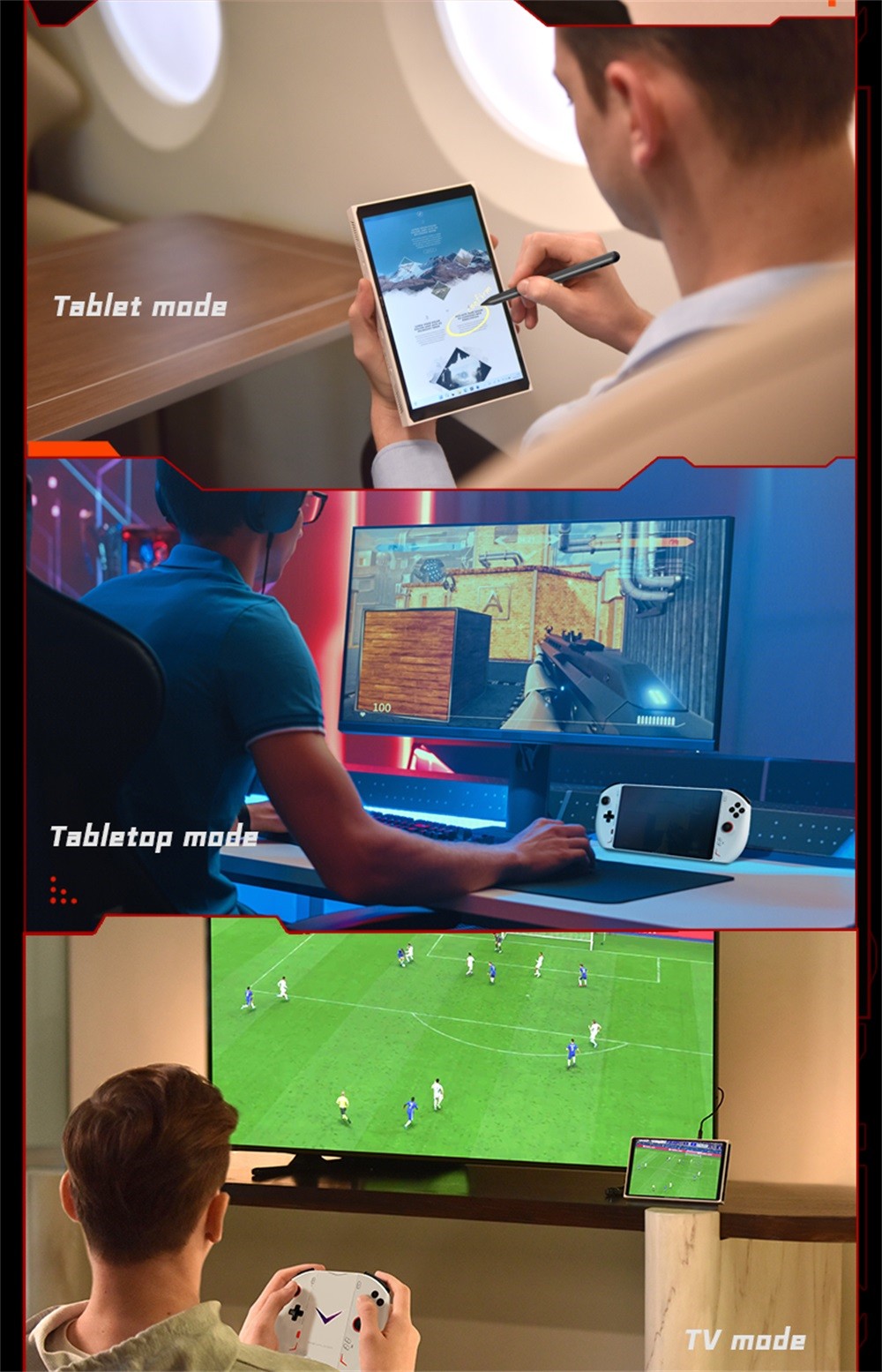 One Netbook OneXPlayer 2 Pro 5 in 1 Handheld Gaming PC 8.4'' 2K IPS Screen AMD Ryzen 7 7840U 32GB LPDDR5 RAM 2TB M.2 Windows 11 US - Black