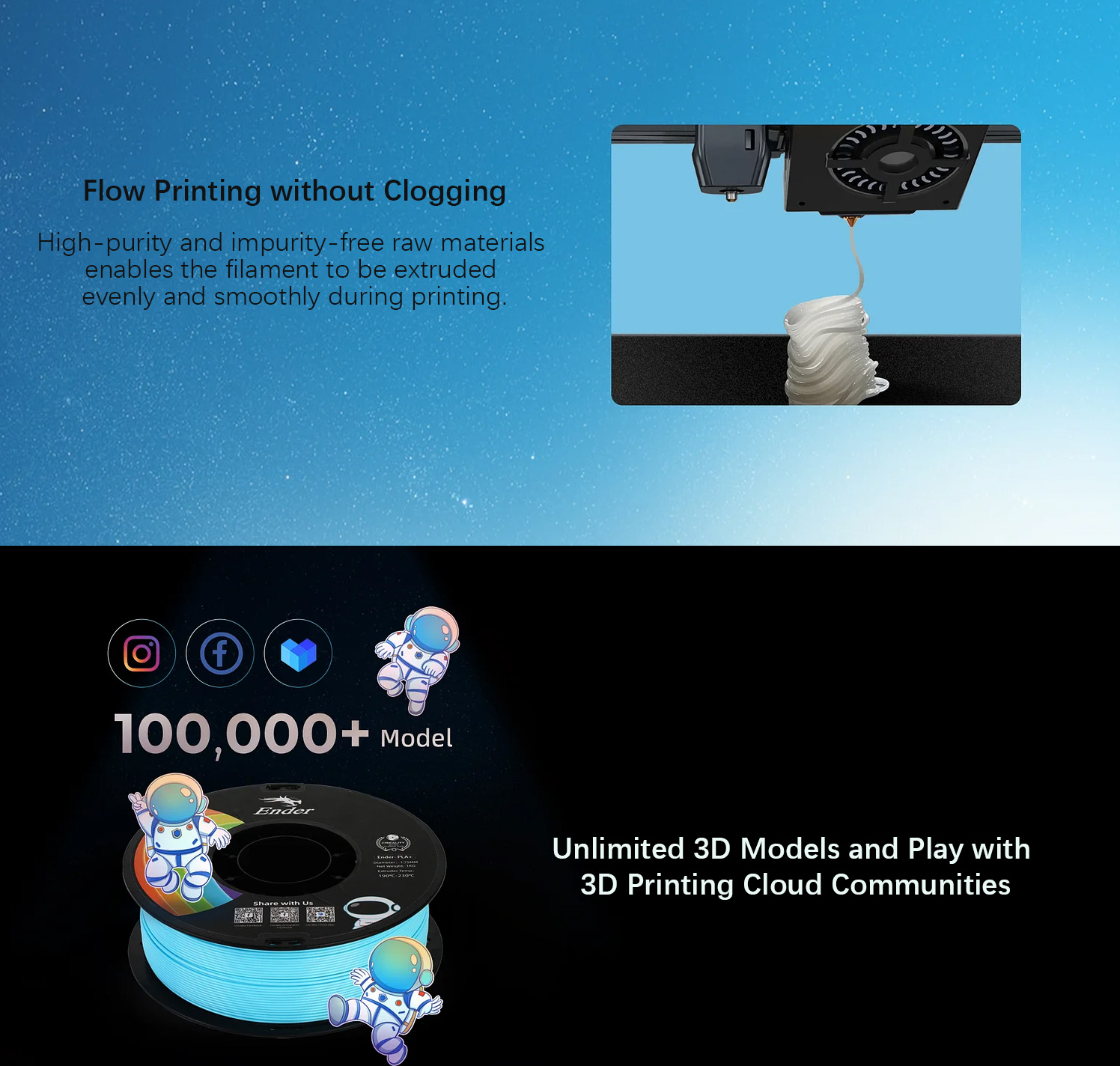 Creality Ender Series PLA+ Filament 1.75 mm - modrá