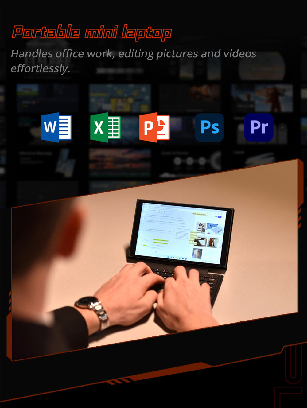 One Netbook OneXPlayer 2 Pro 5 in 1 Handheld Gaming PC 8.4'' 2K IPS Screen AMD Ryzen 7 7840U 32GB LPDDR5 RAM 1TB M.2 Windows 11 EU - Black