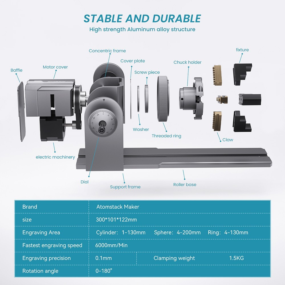 ATOMSTACK Maker R1 Pro Multifunctional Claw Disc Rotary Roller Kit