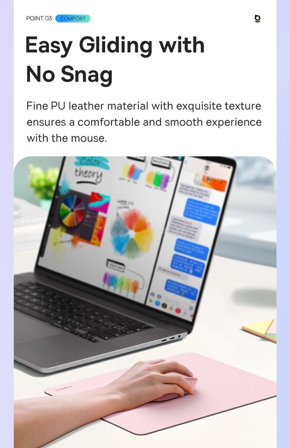 Baseus Mouse Pad PU Leather Waterproof Spill, Scratch Resistant - Pink