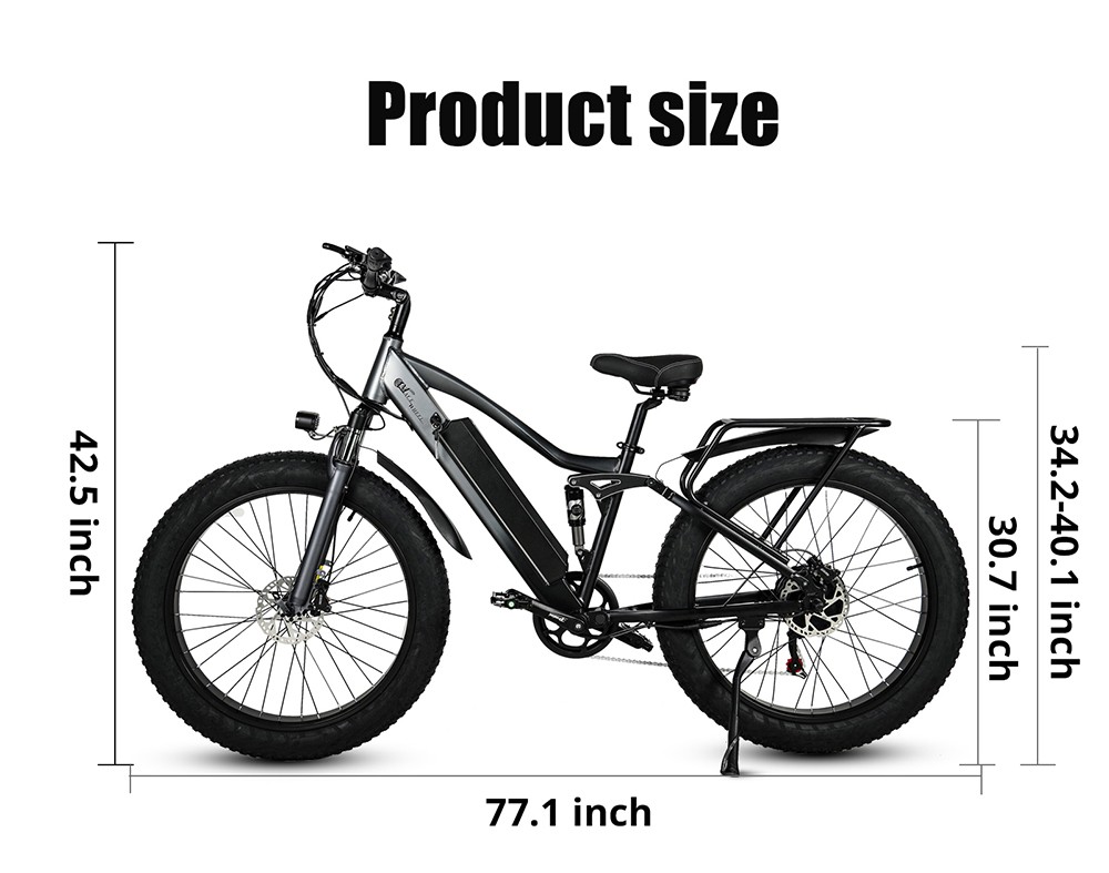 CMACEWHEEL TP26 Electric Bike 26*4.0 inch CST Tire 750W Motor 40-45km/h Max Speed 17Ah Battery