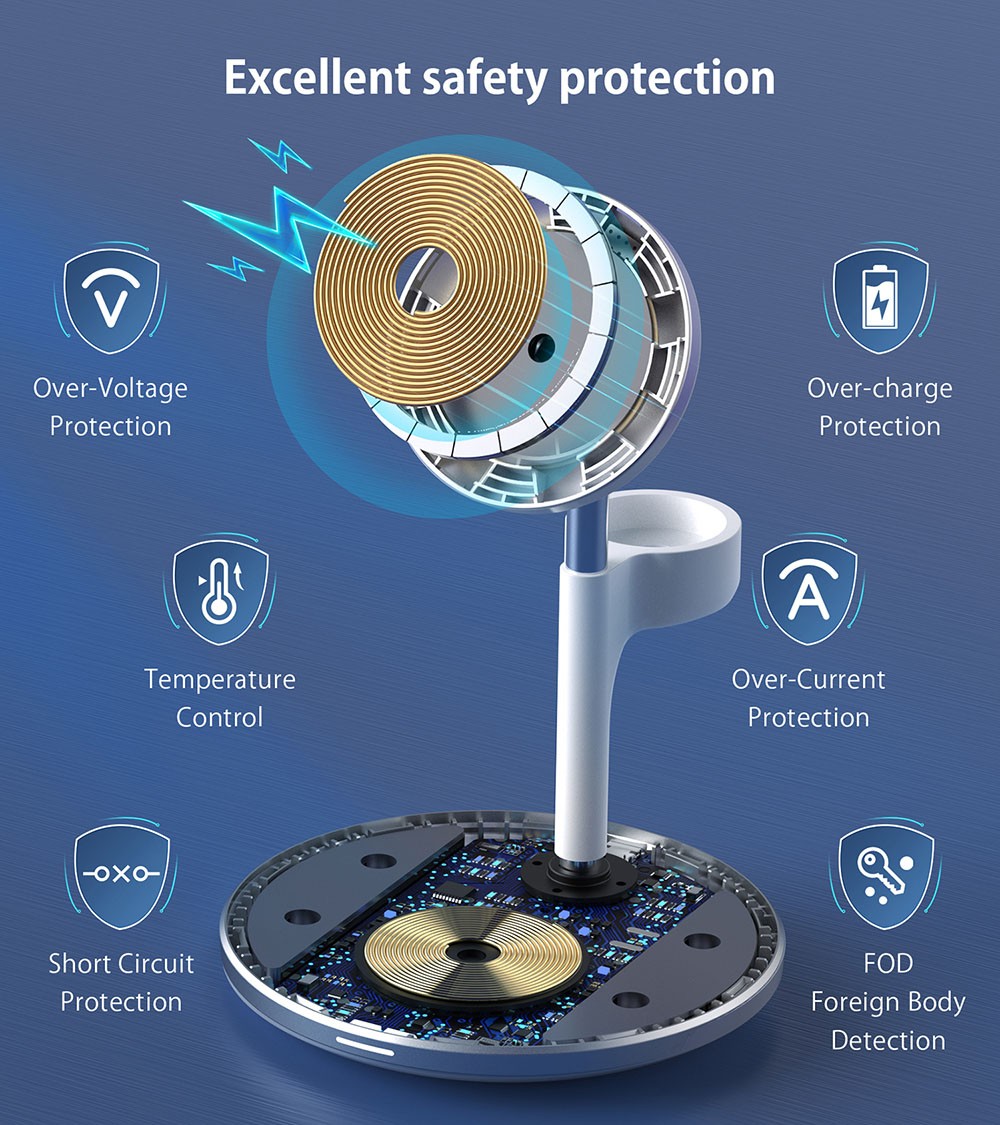 Choetech T585-F 3 in 1 Magnetic Wireless Charging Stand