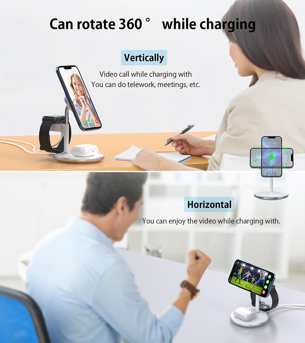 Choetech T585-F 3 in 1 Magnetic Wireless Charging Stand