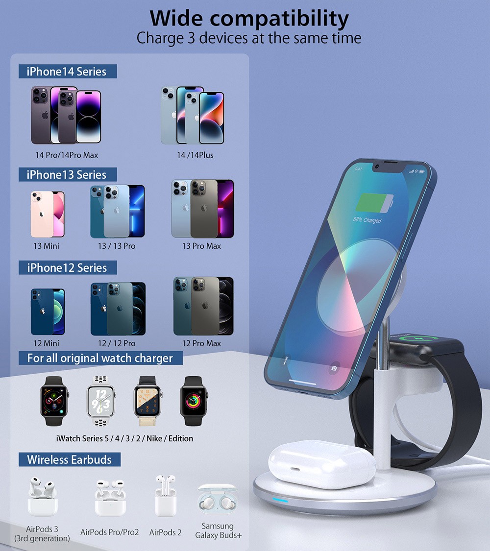 Choetech T585-F 3 in 1 Magnetic Wireless Charging Stand