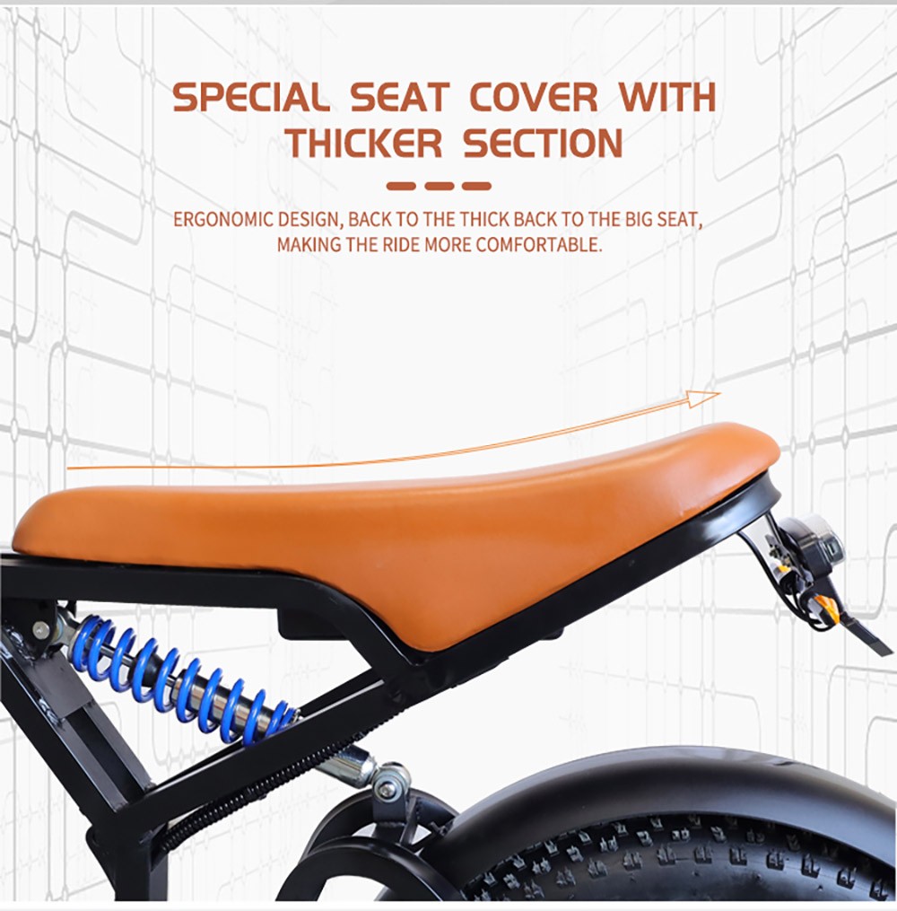 E11 Electric Bike 20*4.0 inch Tire 48V 1000W Motor 45km/h Max Speed 20Ah Battery 40-60km Range Double Disc Brake