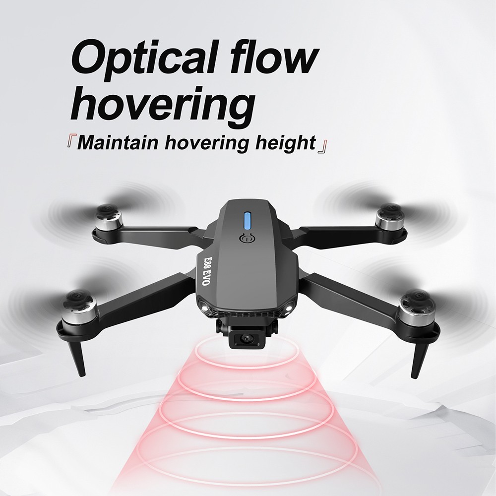 E88 EVO Brushless Motor Drone with Dual Cameras, 2.4GHz, 2.4G WIFI, Optical Flow Positioning, 2 Batteries, Grey