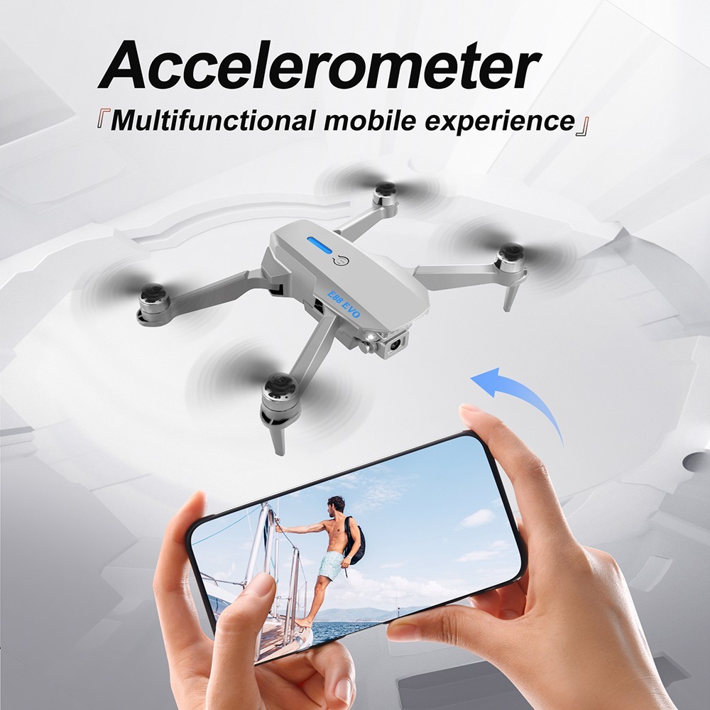 E88 EVO Brushless Motor Drone with Dual Cameras, 2.4GHz, 2.4G WIFI, Optical Flow Positioning, 2 Batteries, Grey