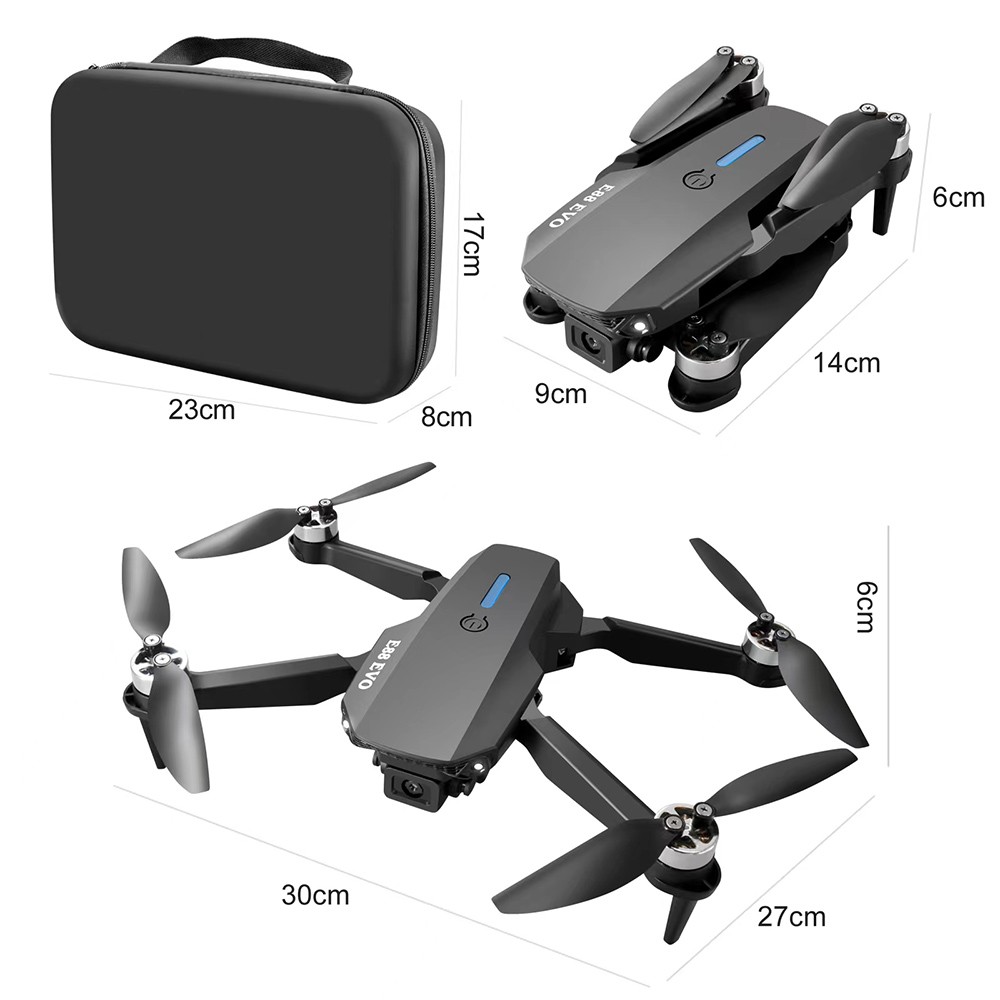 E88 EVO Brushless Motor Drone with Dual Cameras, 2.4GHz, 2.4G WIFI, Optical Flow Positioning, 2 Batteries, Grey