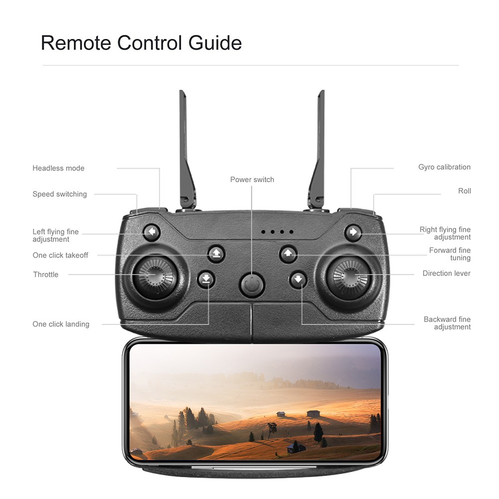 E88 EVO Brushless Motor Drone with Dual Cameras, 2.4GHz, 2.4G WIFI, Optical Flow Positioning, 2 Batteries, Grey