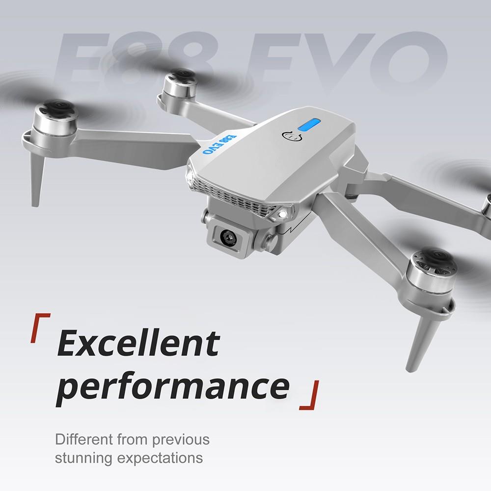E88 EVO Brushless Motor Drone with Dual Cameras, 2.4GHz, 2.4G WIFI, Optical Flow Positioning, 1 Battery, Black