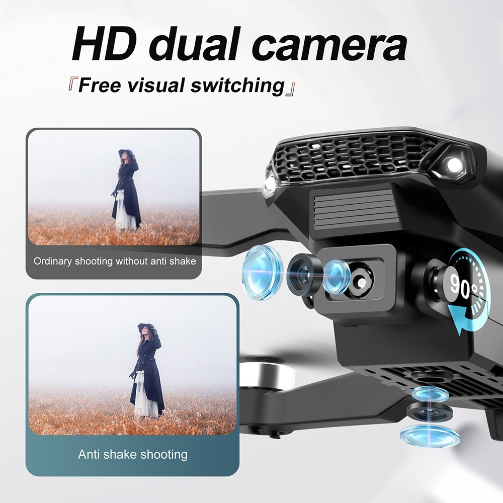 E88 EVO Brushless Motor Drone with Dual Cameras, 2.4GHz, 2.4G WIFI, Optical Flow Positioning, 1 Battery, Black