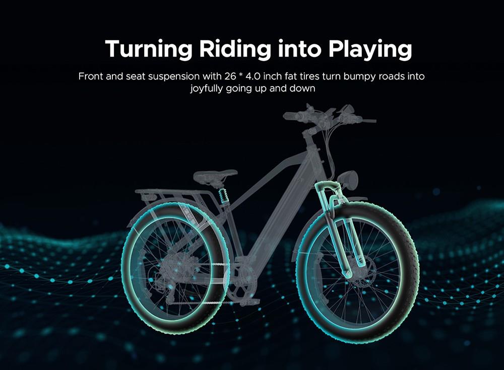ENGWE E26 Electric Bike, 48V 16AH Battery 750W Motor Mountain Bike Shimano 7-Speed Gear 140km Max Range 25km/h Max Speed 26*4.0 inch Fat Tire 150kg Load Hydraulic Disc Brake - Black
