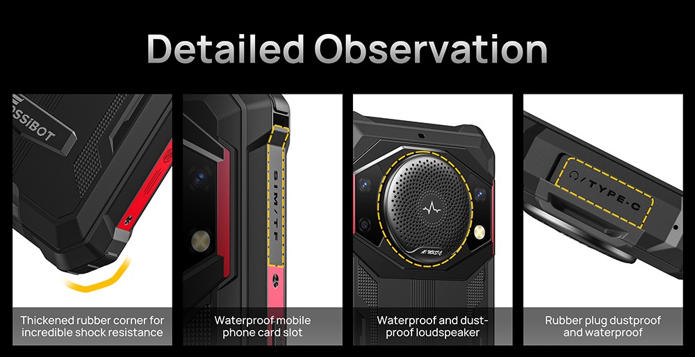 FOSSiBOT F101 Rugged Smartphone, 4GB+64GB, AI Triple Camera, 123dB Speaker, 10600mAh Large Battery, Fingerprint/Face Unlock, 5.45 inch HD+ IPS Screen, Android 12