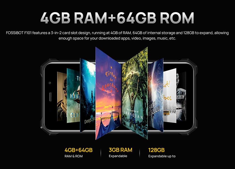 FOSSiBOT F101 Rugged Smartphone, 4GB+64GB, AI Triple Camera, 123dB Speaker, 10600mAh Large Battery, Fingerprint/Face Unlock, 5.45
