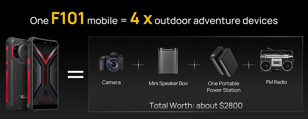 FOSSiBOT F101 Odolný smartfón, 4 GB+64 GB, trojitý fotoaparát s umelou inteligenciou, 123 dB reproduktor, veľká batéria 10600 mAh, odomykanie odtlačkom prsta/ tvárou, 5.45