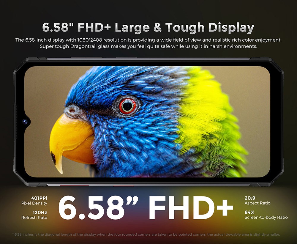 FOSSiBOT F102 Robustný smartfón, 12GB+256GB, 32M predná kamera+108M zadná kamera, osemjadrový, Android 13.0, 6.58-palcový FHD+ displej, kempingové svetlá, stereo duálne reproduktory
