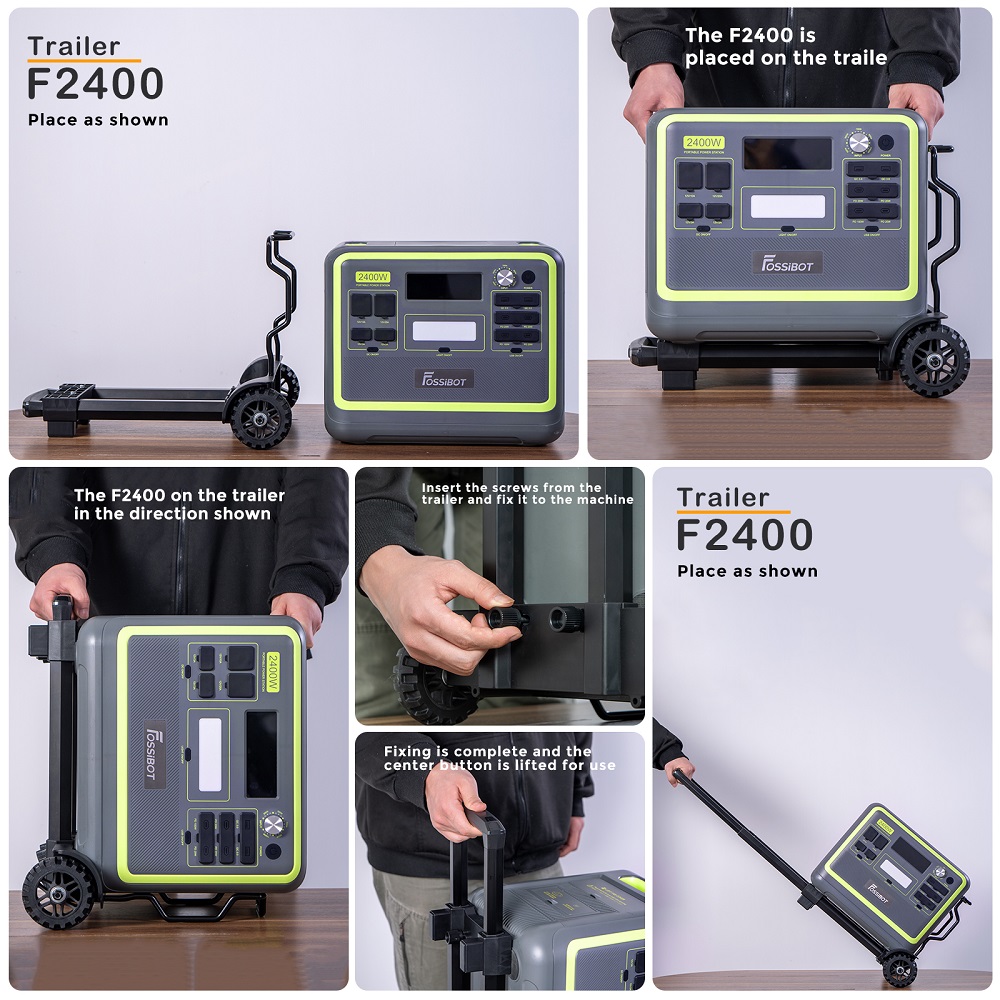 FOSSiBOT Folding Hand Truck, F2400 Portable Power Station Special Foldable Cart, Hold up to 50lbs, 3-Level Adjustable Handle, Flat Car with Casters Foldable Lightweight Silent Compact Load-resistant Foldable Trolley for Travel, Camping, Moving