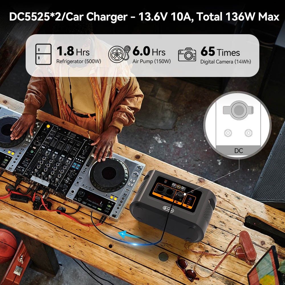 Flashfish QE02D Portable Power Station, 22.4V/45Ah 1008Wh LiFePO4 Battery, 1200W AC Output, LED Display, 230V Pure Sine Wave - EU Plug