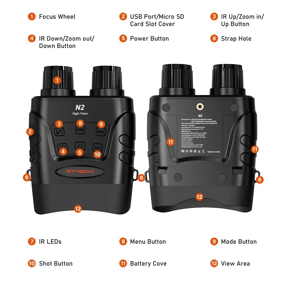 GTMEDIA N2 Binocular Night Vision Goggles, 32G Memory Card, 5X Times Zoom, 2.31inch HD Screen