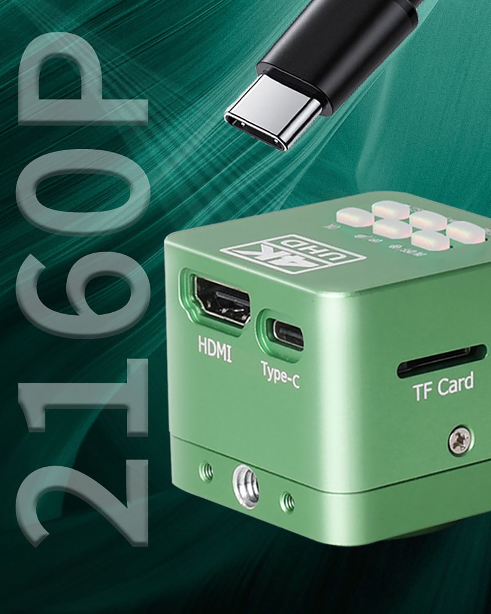 HAYEAR HY-6210A 4K HD Digital Microscope with 180X C-Mount Lens, 41MP Resolution, 144 LED Light - EU Plug