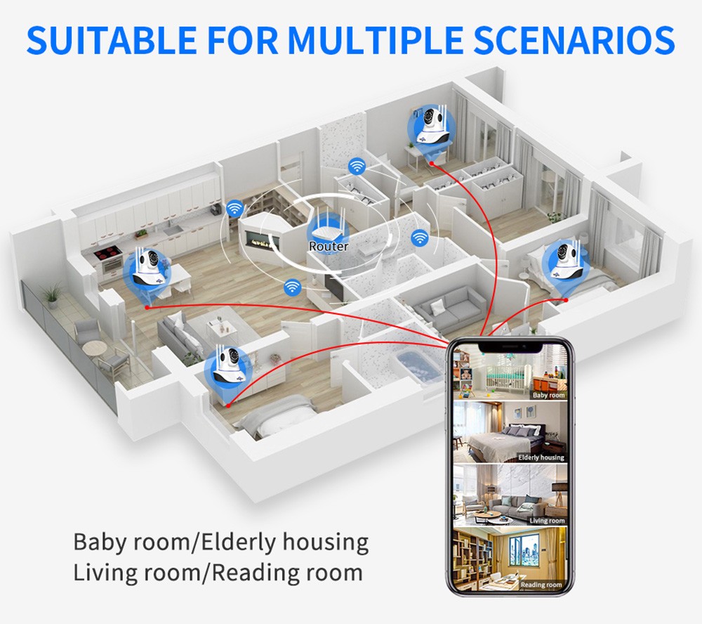 Hiseeu 2MP Home Security IP Camera with 32GB Card, Baby Monitor, Smart Auto Tracking, Video Record, Infrared Night Vision, Two-way Audio, 11 IR LEDs, WiFi Connection