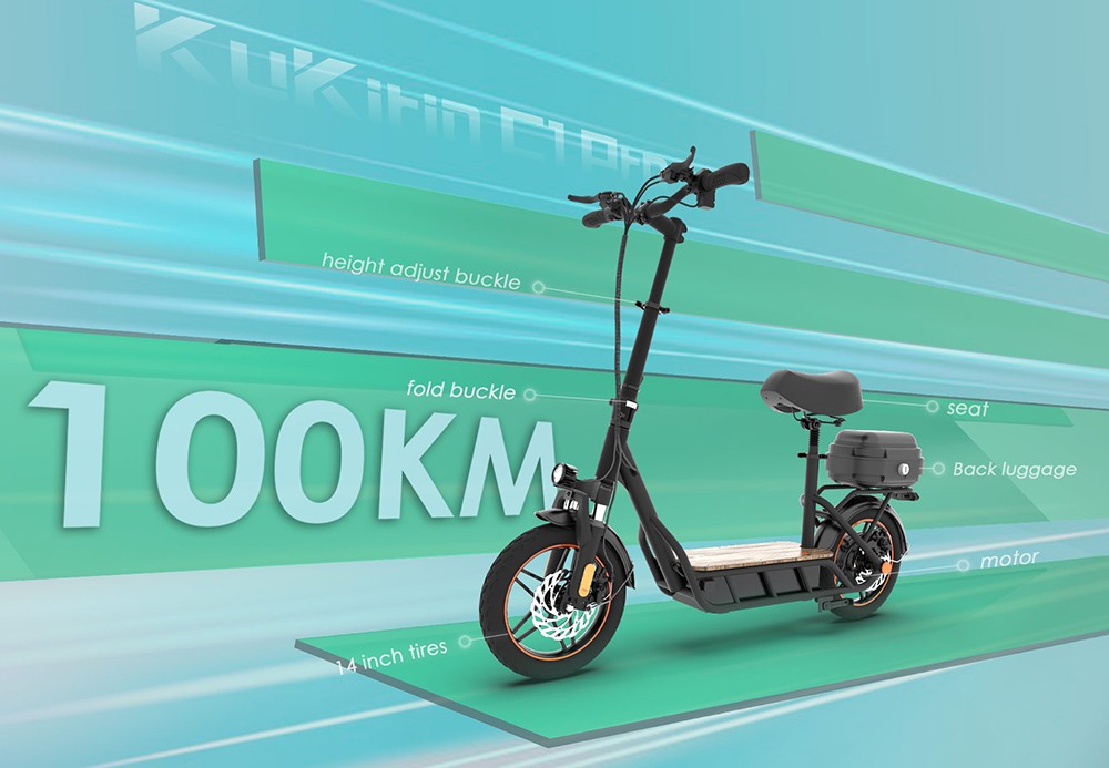 Kukirin C1 Pro Electric Scooter 14x2.5 palcové terénne pneumatiky 500W motor 45km/h max. rýchlosť 48V 25Ah batéria 100km dojazd