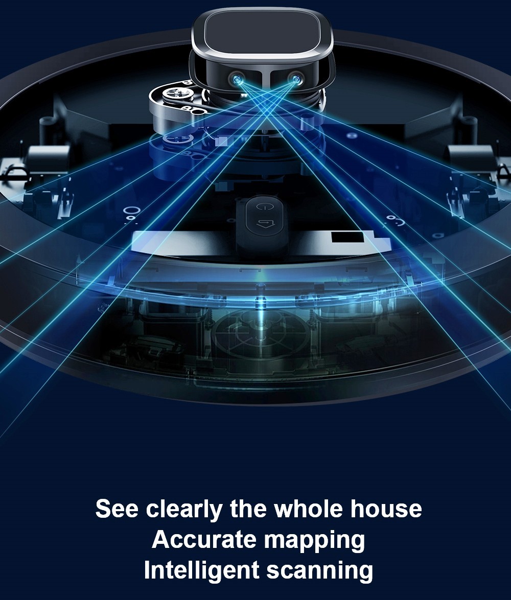 Robotický vysávač Liectroux G7, sací výkon 6500Pa, laserová navigácia, batéria 5200 mAh, prevádzka 180 min - čierny, zástrčka EÚ