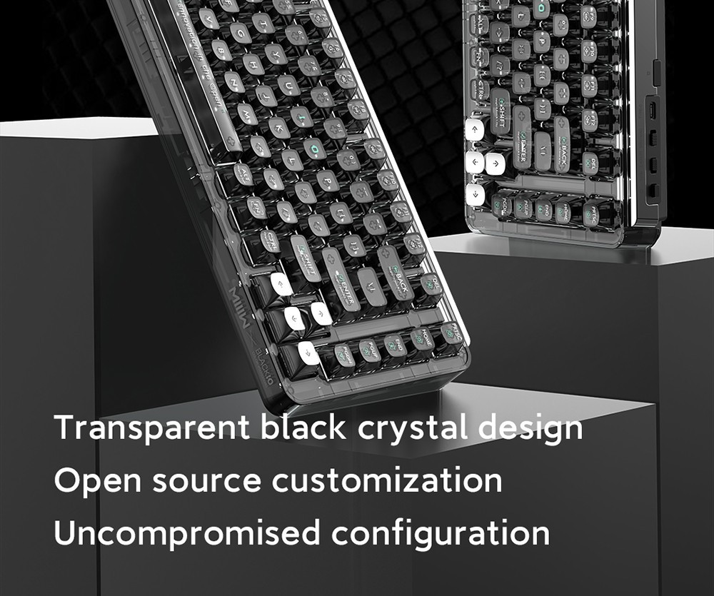 MIIIW BlackIO 83 Kailh Jellyfish Switch Triple Modes Mechanical Keyboard 83 Keys - Dark Silver