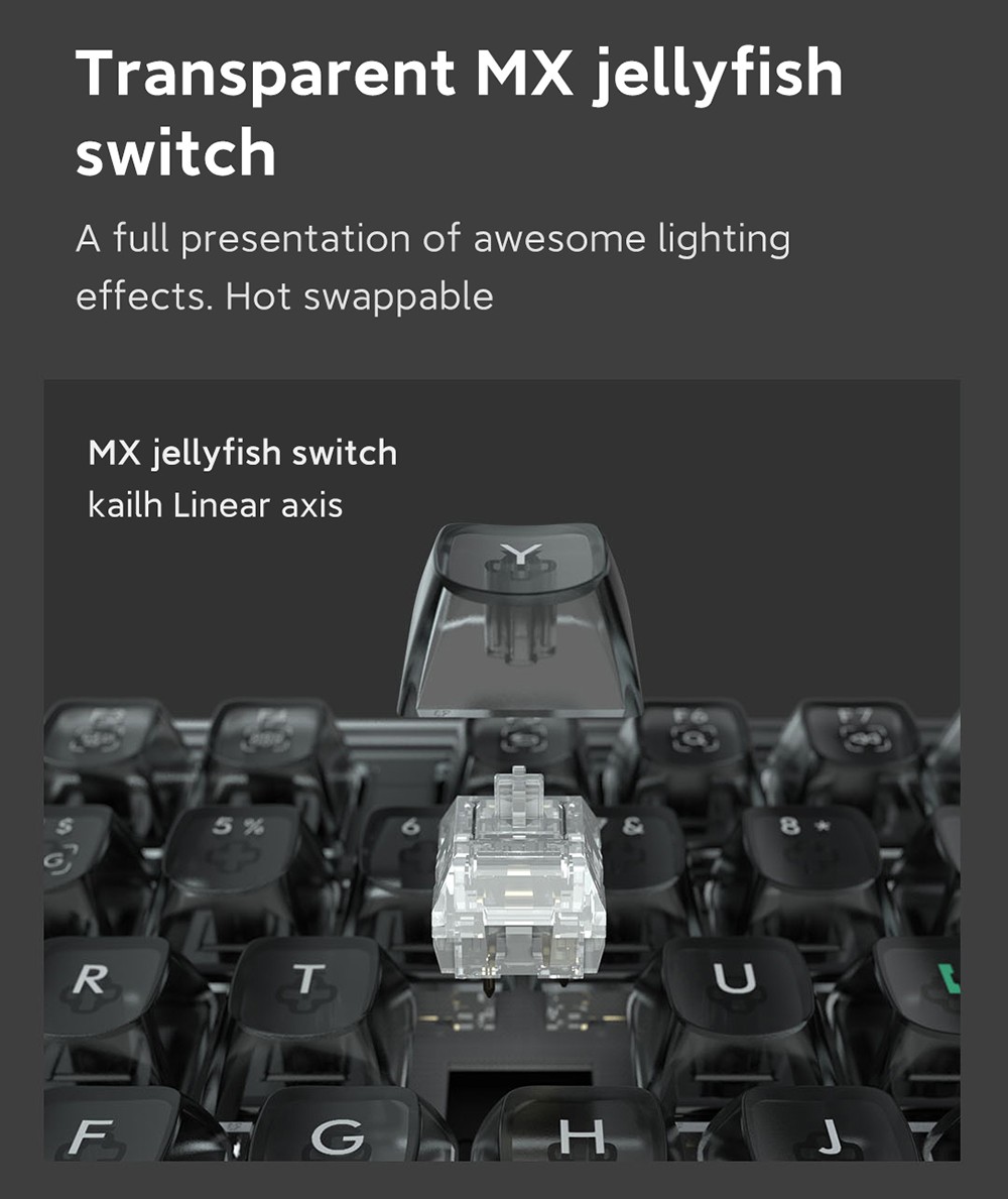 MIIIW BlackIO 83 Kailh Jellyfish Switch Triple Modes Mechanical Keyboard 83 Keys - Dark Silver