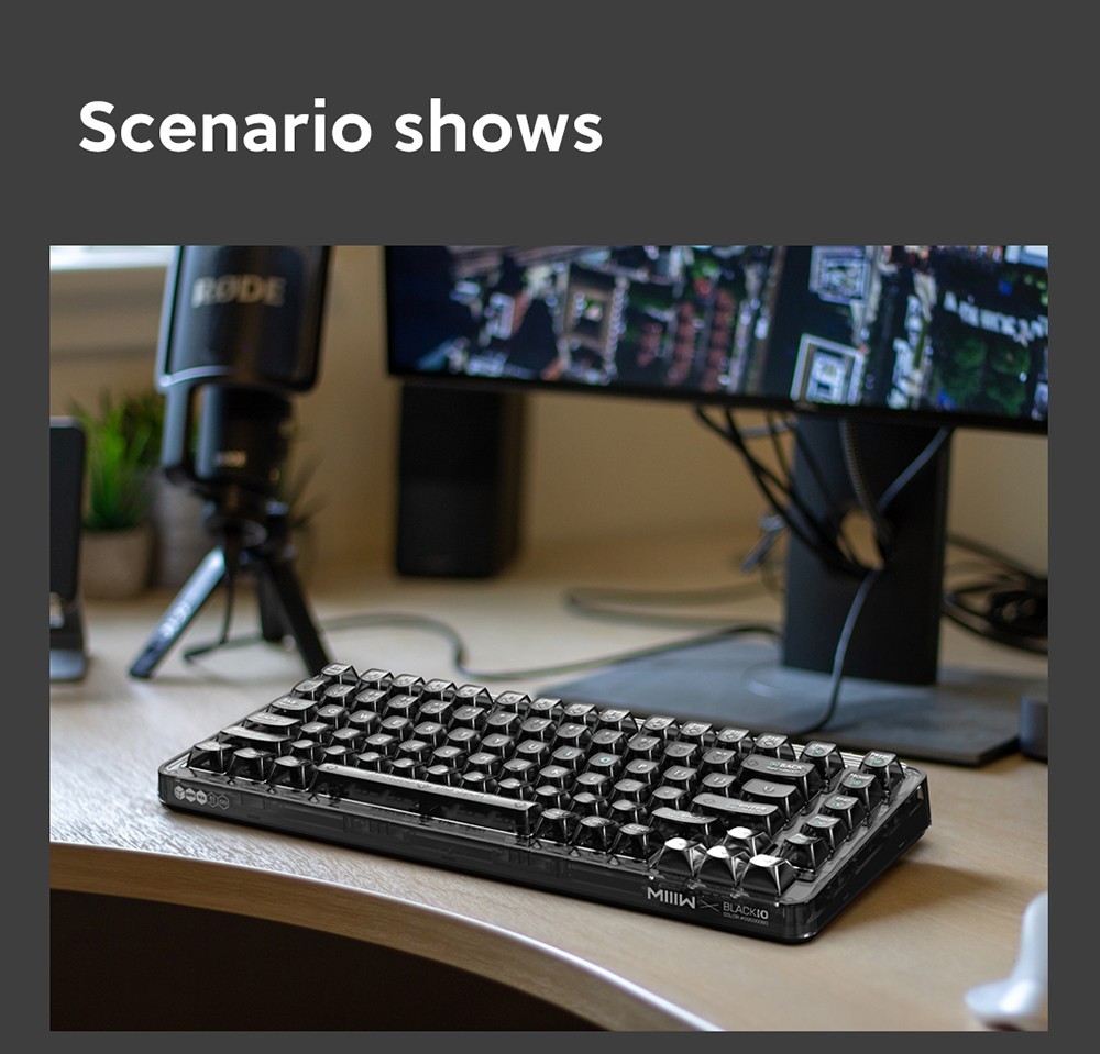 MIIIW BlackIO 83 Kailh Jellyfish Switch Triple Modes Mechanical Keyboard 83 Keys - Dark Silver