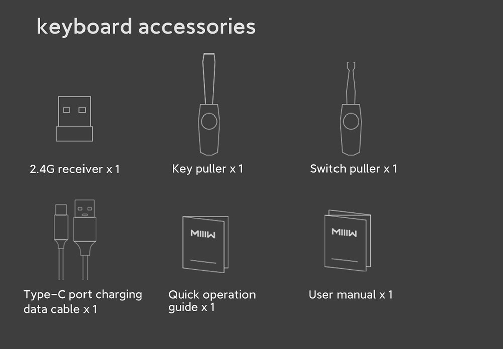 MIIIW BlackIO 83 Kailh Jellyfish Switch Triple Modes Mechanical Keyboard 83 Keys - Dark Silver