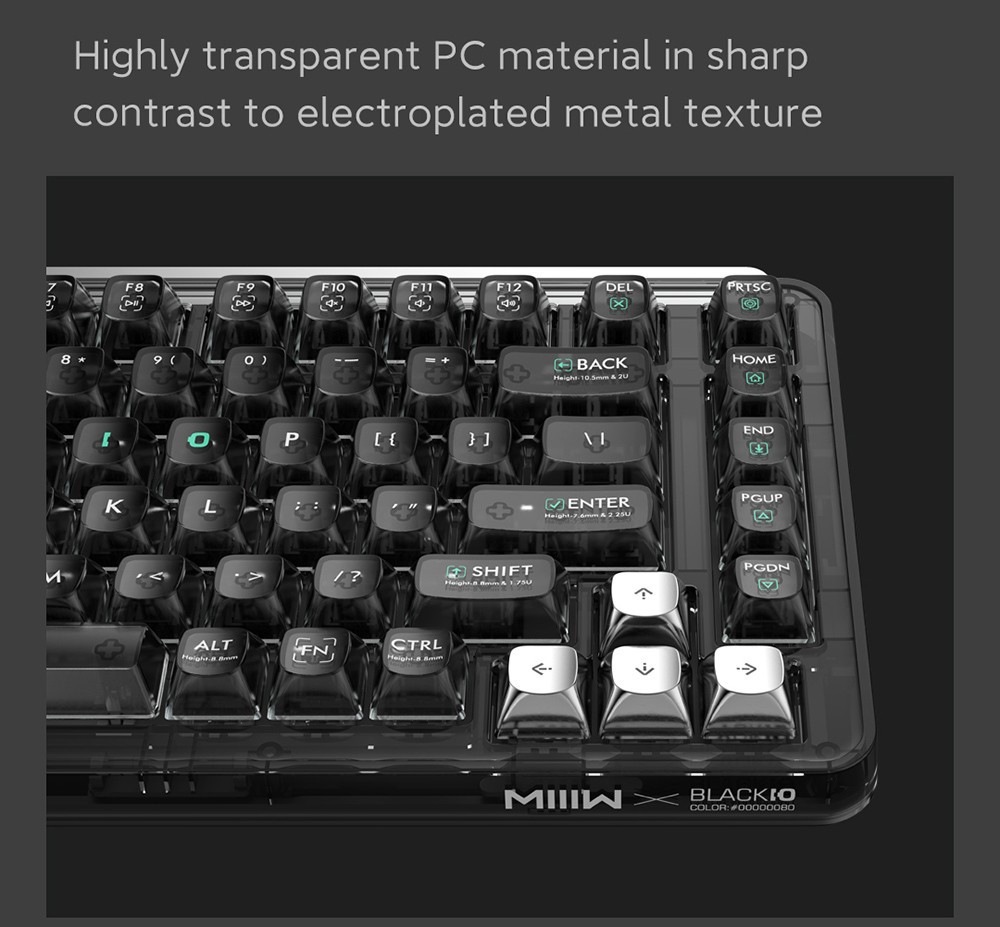 MIIIW BlackIO 83 Kailh Jellyfish Switch Triple Modes Mechanical Keyboard 83 Keys - Dark Silver