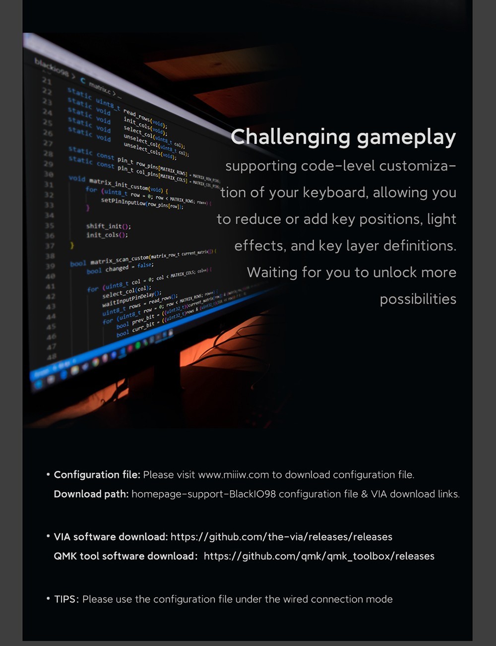 MIIIW BlackIO 83 Kailh Jellyfish Switch Triple Modes Mechanical Keyboard 83 Keys - Dark Silver