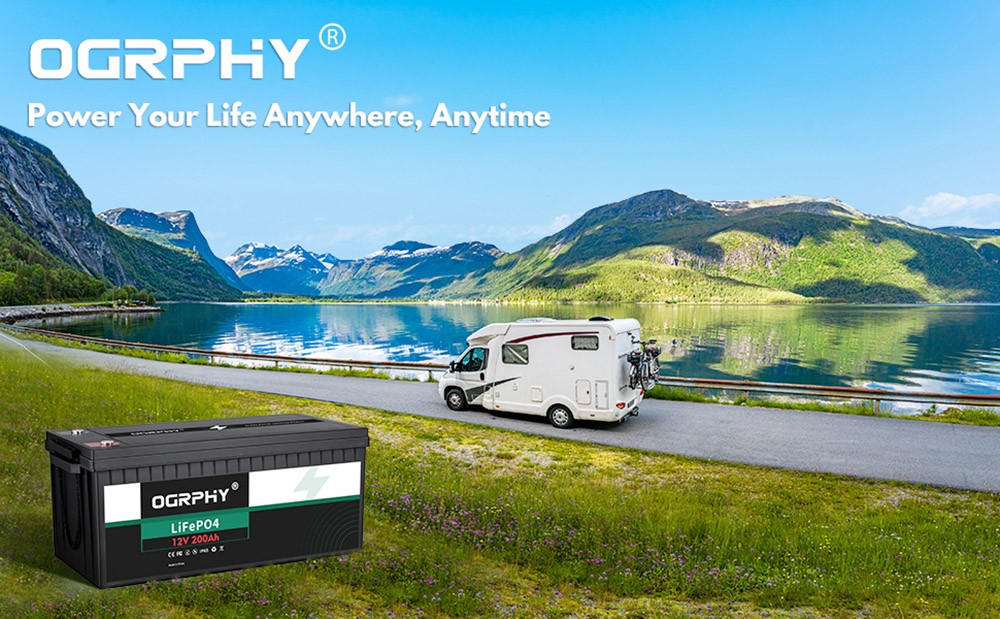 OGRPHY LiFePO4 12V 200Ah Lithium Battery Pack Backup Power, 2560Wh with BMS 100A, Up to 5000 Deep Cycles