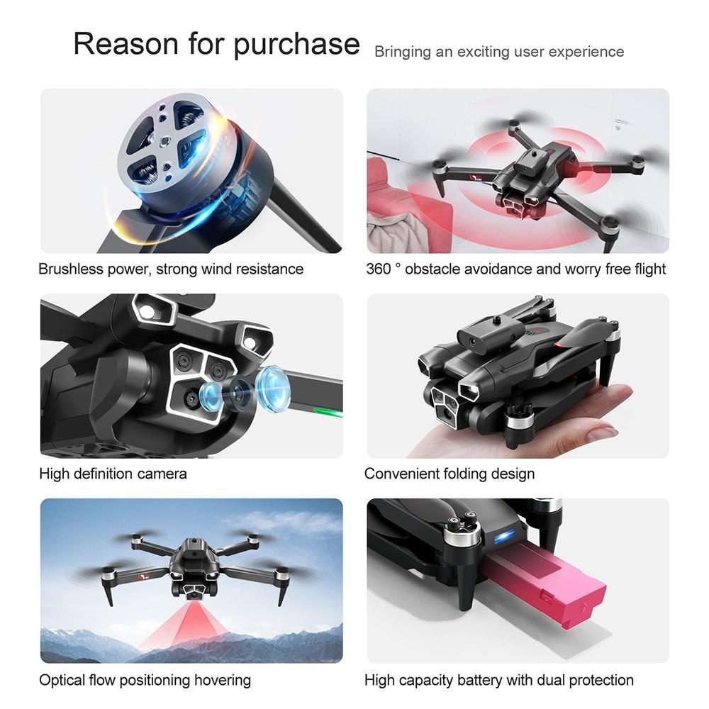 S151 Foldable Brushless Drone 2.4GHz Optical Flow Positioning 4-Sided Obstacle Avoidance - 1 Battery, Dual Cameras
