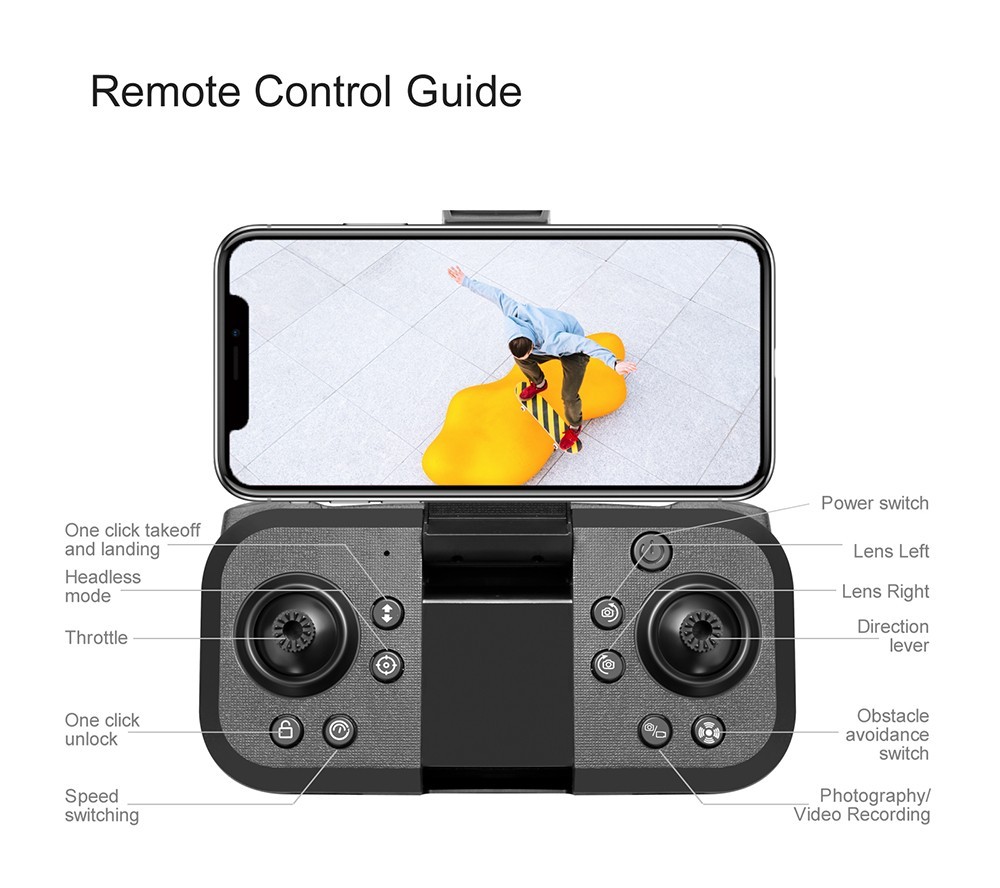 S151 Foldable Brushless Drone 2.4GHz Optical Flow Positioning 4-Sided Obstacle Avoidance - 1 Battery, Three Cameras