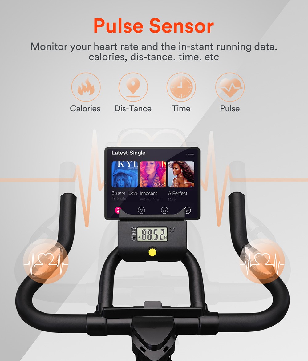 UREVO UR9SB00 Flywheel Indoor Exercise Bike, 260LBS Weight Capacity, Adjustable Resistance, LCD Screen, Quieter Cycling