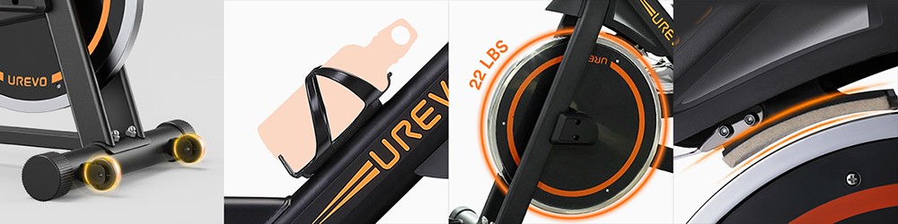 UREVO UR9SB00 Flywheel Indoor Exercise Bike, 260LBS Weight Capacity, Adjustable Resistance, LCD Screen, Quieter Cycling